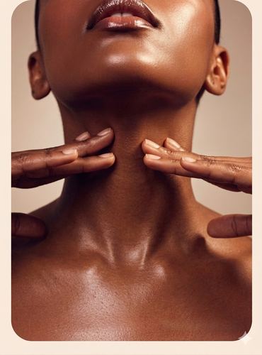 Close-up of glowing neck skin — tailored skin treatment result